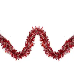 Northlight Wide Cut Christmas Tinsel Garland - 12' x 4" - Red and Silver - Unlit