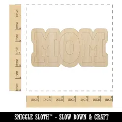 Mom Fun Text Unfinished Wood Shape Piece Cutout for DIY Craft Projects
