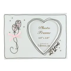 Roman Porcelain "25 Years" Picture Frame - for 4" x 4" Photo - 7.25" White