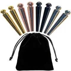 WE Games Tapered Easy Grip Cribbage Pegs w/ Velvet Pouch - Set of 8 (Brass, Chrome, Black, Copper)