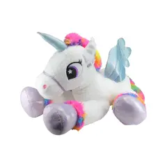 Northlight 42" Giant Winged Unicorn Plush &ndash; Ultra Soft White Stuffed Animal with Rainbow Mane and Glittery Horn