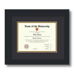 ArtToFrames 6x8 inch Diploma Frame - Framed with Black and Gold Mats, Comes with Regular Glass and Sawtooth Hanger for Wall Hanging (D-6x8)