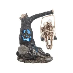 Glowing Eyes Halloween Tree & Skeleton Couple Swing Light-Up Led Figurine