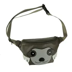 Grey Vinyl Sloth Face Adjustable Fanny Pack