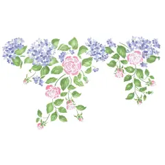 Hydrangea and Rose Wall Stencil | 3120 by Designer Stencils | Floral Stencils | Reusable Art Craft Stencils for Painting on Walls, Canvas, Wood | Reusable Plastic Paint Stencil for Home Makeover | Easy to Use & Clean Art Stencil