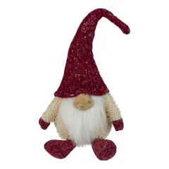 Northlight Chubby Smiling Gnome Plush Christmas Figure - 17" - Ivory and Red