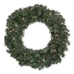 Northlight Pre-Lit Canadian Pine Artificial Christmas Wreath - 24" - Clear Lights Green