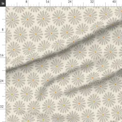 Various Fabrics by the Yard or Fat Quarter Neutral Daisy Simple Flowers Earth Tone Cool Gray On Cream Custom Printed Fabric by Spoonflower