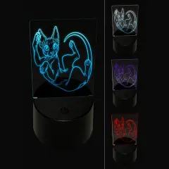 Playful Sphynx Hairless Cat 3D Illusion LED Night Light Sign Nightstand Desk Lamp