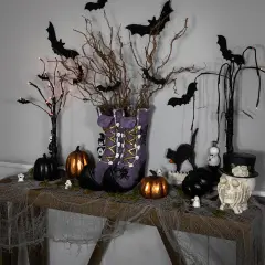 Northlight Witch's Boots with Skull and Spider Details Halloween Decoration - 15" Purple