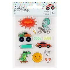 Pebbles Cool Boy Small Stamp Set-14/Pkg