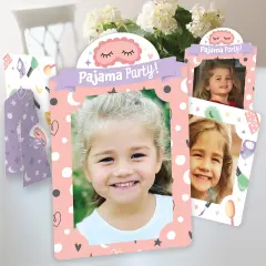 Big Dot of Happiness Pajama Slumber Party - Girls Sleepover Birthday Party 4x6 Picture Display - Paper Photo Frames - Set of 12