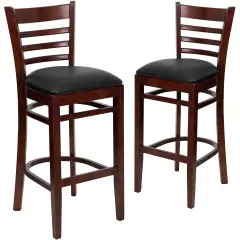 Emma and Oliver Bar Stools |&nbsp;Set of 2 Wood Bar Stools with Back BlackVYL/Mahogany