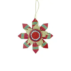 Midwest 5" Red and Gold Glittered Christmas Snowflake Ornament