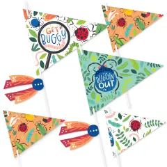 Big Dot of Happiness Buggin' Out - Triangle Bugs Birthday Party Photo Props - Pennant Flag Centerpieces - Set of 20