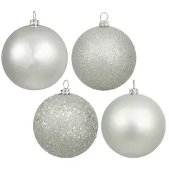 Vickerman 2.4 in. Silver Ball 4-Finish Asst Christmas Ornament