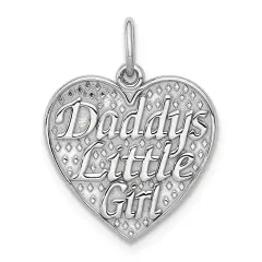 14K White Gold Daddys Little Girl in Heart Charm Jewerly 21mm x 16mm