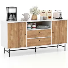 Costway Buffet Sideboard Versatile TV Stand with Sliding Tambour Doors & 2 Storage Drawers