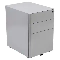 Emma and Oliver Modern 3-Drawer Mobile Locking Filing Cabinet Storage Organizer Gray