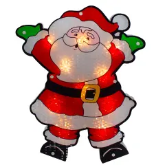 Northlight 16.25" Lighted Holographic Santa Claus Christmas Window Silhouette Red