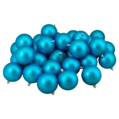 Northlight Matte Shatterproof Christmas Ball Ornaments 3.25" (80mm) - Turquoise Blue - 32ct
