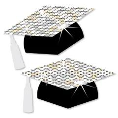 Big Dot of Happiness Disco Grad - Grad Cap Decorations DIY Groovy Graduation Large Party Essentials - Set of 20