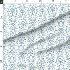 Various Fabrics by the Yard or Fat Quarter Cottage Core Traditional Classic Blue Vine Flowers Floral Ogee Garland Custom Printed Fabric by Spoonflower