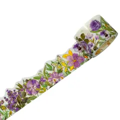 Wrapables Landscape Floral Metallic Gold Foil Washi Tape, 30mm x 3M Sweet Violets