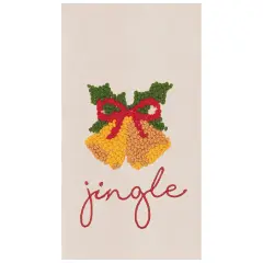 Jingle Bells & Bow Embroidered Flour Sack Cotton Kitchen Towel