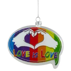 Northlight 4.75" Pride 'Love is Love' Speech Bubble Glass Christmas Ornament White