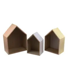 Kaemingk House Shaped Table or Wall Deep Shadow Boxes - 15.5" - Set of 3 Brown