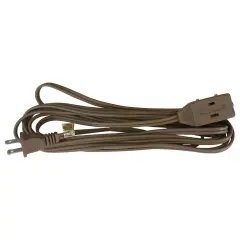 Northlight Indoor Power Extension Cord with 3-Outlets and Safety Lock - 15' - Brown