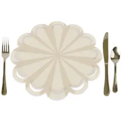 Big Dot of Happiness Tan Stripes - Simple Party Round Table Decorations - Paper Chargers - Place Setting For 12