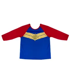 Rubies Girls Captain Marvel Child Halloween Costume Top Size Small 6+ Blue