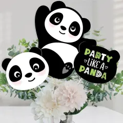 Big Dot of Happiness Party Like a Panda Bear - Baby Shower or Birthday Party Centerpiece Sticks - Table Toppers - Set of 15