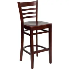 Emma and Oliver Ladder Back Wooden Restaurant Dining Barstool MahoganyWood