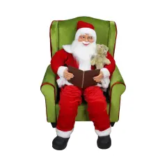 Northlight 32" Santa Claus Sitting in Green Arm Chair Christmas Figure Red