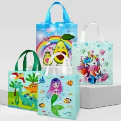 Wrapables Non-Woven Reusable Gift Bags with Handles for Parties, Birthdays, Favors and Treats (Set of 8) Assorted