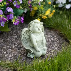 Northlight 6" Heavenly Gardens Kneeling Cherub Angel Outdoor Garden Statue Brown