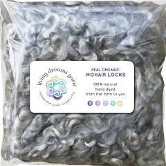 SILVER MOHAIR LOCKS. Organic Hand-Dyed Curly Wool for Rooting Doll Hair, Felting, Blending, Spinning. 1oz