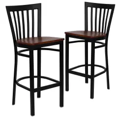 Emma and Oliver 2 Pack School House Back Metal Restaurant Barstool Cherry/BlackMetal