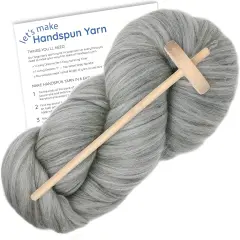 LEARN TO SPIN YARN - Beginner's Spinning Kit with Drop Spindle and Merino Pencil Roving. Choose your color. Slate