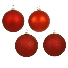Vickerman 1.6 in. Red Ball 4-Finish Asst Christmas Ornament