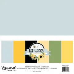Echo Park Double-Sided Solid Cardstock 12"X12" 6/Pkg-Bee Happy, 6 Colors