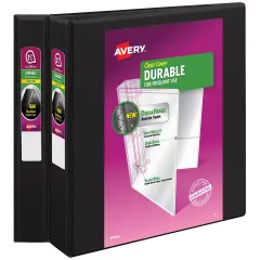 Avery Durable View 3 Ring Binders, 1.5 Inch Slant Rings, 2 Black Binders (46040)