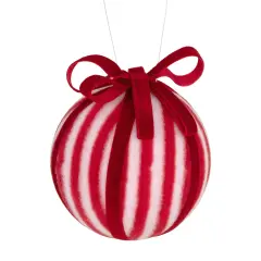 Northlight Striped Candy Cane Christmas Ball Ornament - 4" (100mm) - Red and White