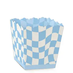 Big Dot of Happiness Blue Checkered Party - Party Mini Favor Boxes - Treat Candy Boxes - Set of 12