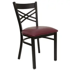 Emma and Oliver "X" Back Metal Restaurant Dining Chair BurgVYL/BlackMetal