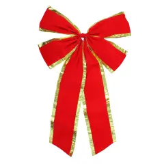 Northlight Velveteen 4-Loop Christmas Bow Decoration - 24" x 38" - Red and Gold