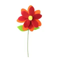 Raz 16&rdquo; Red and Orange Rounded Flower Christmas Spray